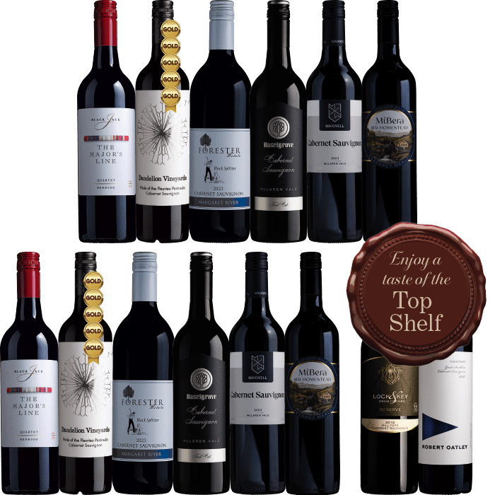 Winter Cabernet Sauvignon and Blends Dozen with Top-shelf Twin Pack