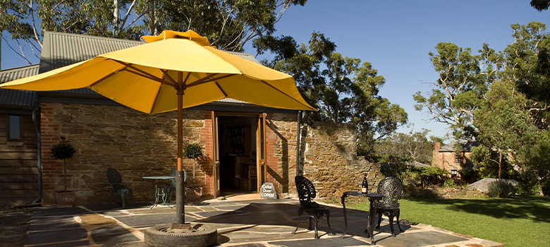 View of the Battle of Bosworth winery and cellar door in McLaren Vale as it occupies a restored 1850s stable