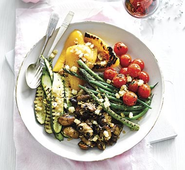 Greek-Style Barbecued Vegetables With Haloumi And Thyme Crumb Recipe
