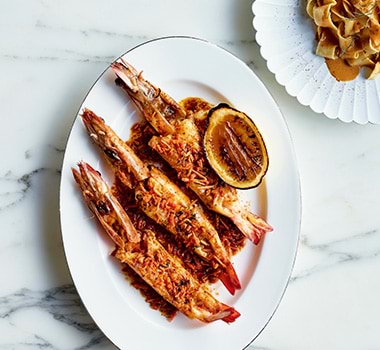 Dining By James Viles Barbequed Gulf Prawns In Koji And Kombu Butter Recipe
