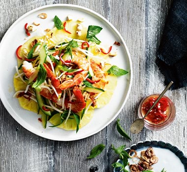 Lyndey Milan's Pineapple Carpaccio With Asian-Style Prawns Recipe