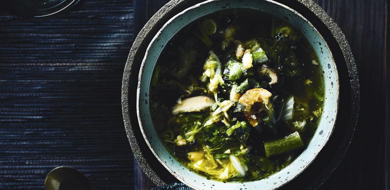 David Thompson’s  Minced prawn and pork soup with Asian greens