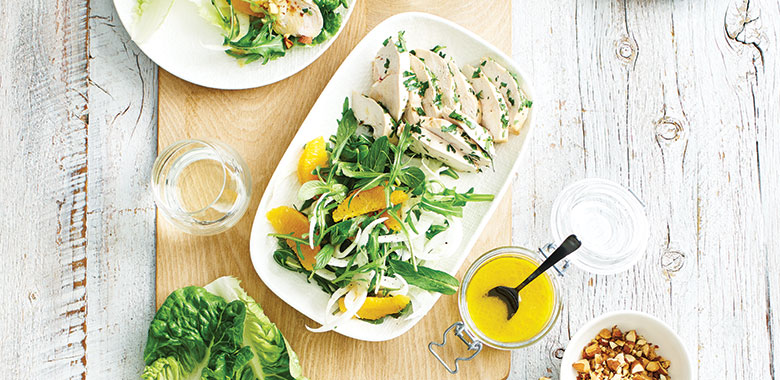 Poached chicken breast salad 