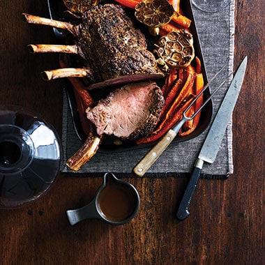 Standing rib roast with champ and carrots recipe