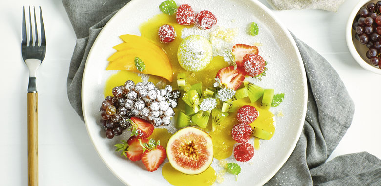 Ed Halmagyi’s fruit salad with thyme-vanilla sugar and extra virgin olive oil
