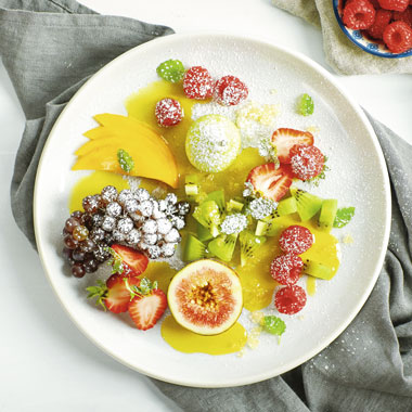 Ed Halmagyi’s fruit salad with thyme-vanilla sugar and extra virgin olive oil