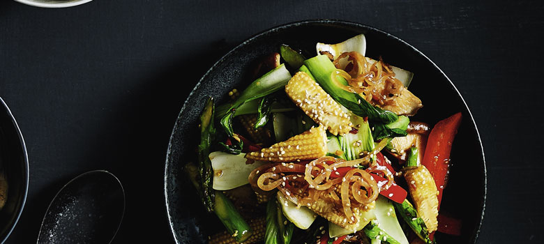 Warm salad of Asian vegetables
