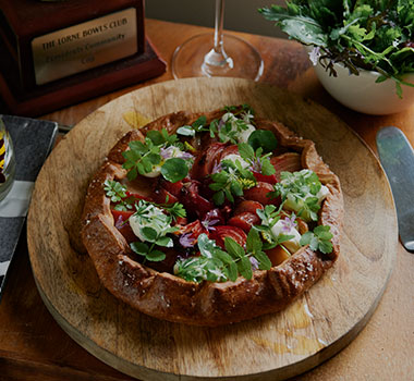Jo Barrett's beetroot galette with fromage blanc and garden herbs recipe