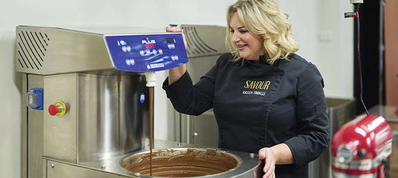 Australian dessert chef Kirsten Tibball cooking at Savour School