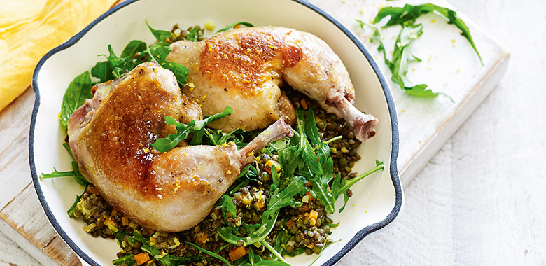 Confit Chicken With Green Lentil Salad Recipe