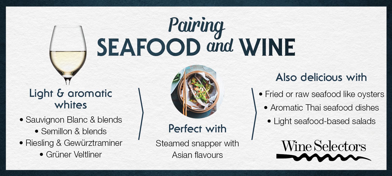 Light and aromatic wines pair well with snapper and Asian flavours - infographic