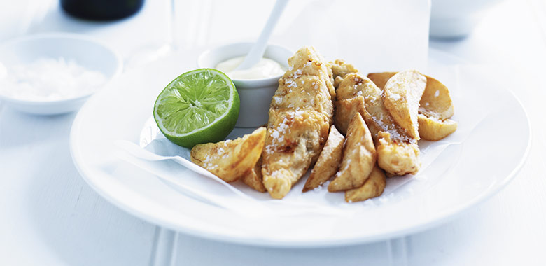 Crispy Battered Fish with Twice-cooked Wedge Chips