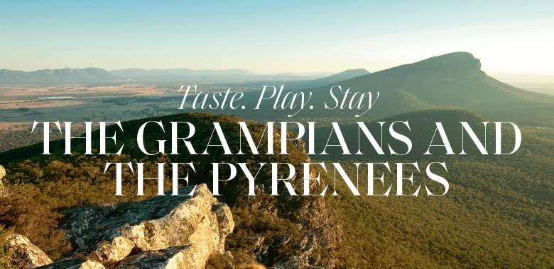 An aerial view of the Grampians mountain range in Victoria