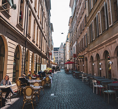 The cobbled streets of Geneva, Switzerland.