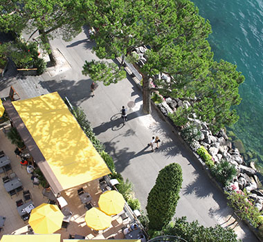 Gazing down upon the promenade at Montreux, Switzerland.