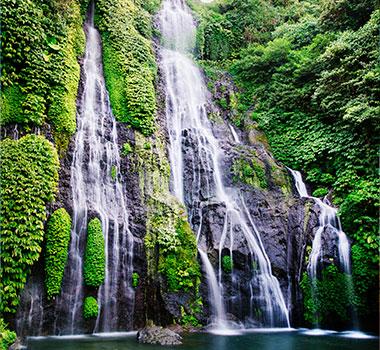 The stunning Twin Waterfalls in Bali, Indonesia.