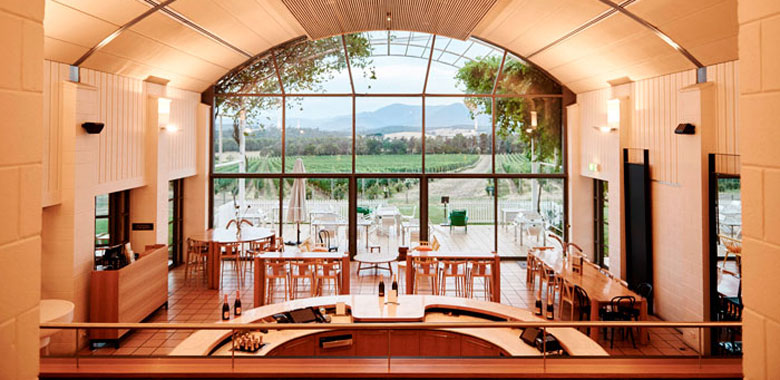 Interior of the Domaine Chandon winery and cellar door in the Yarra Valley, established by leading Champagne house Moet & Chandon