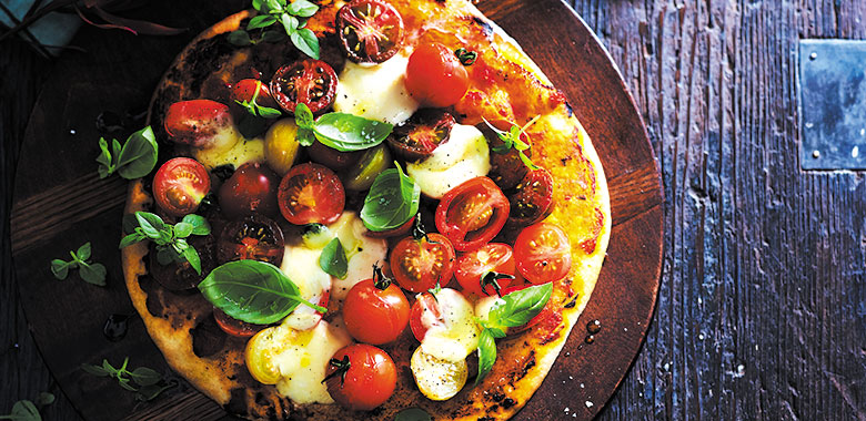 Bocconcini cherry tomato and basil pizza recipe