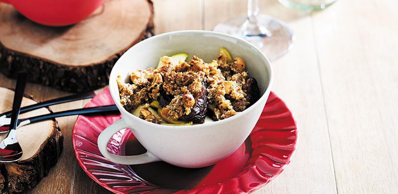 gluten free crumble with pickled apple and date recipe