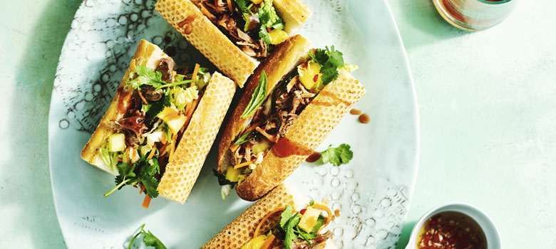 Quick Vietnamese-style pulled pork with pineapple slaw – banh mi
