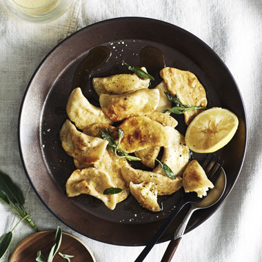 Potato and ricotta pierogies with sage and burnt butter