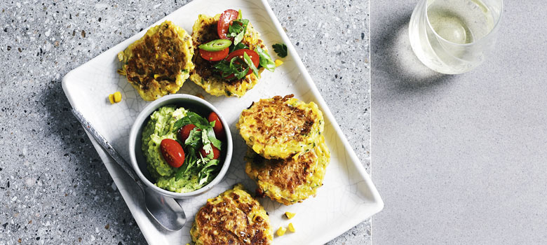 Corn and haloumi fritters