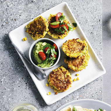 Corn and haloumi fritters