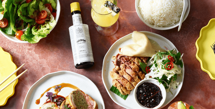 Angostura Bitters with a variety of dishes