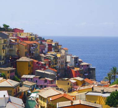 The coloured houses of Cinque Terra coastline.