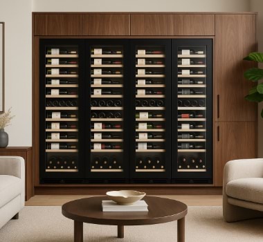 KingsBottle Atelier wine storage wall in contemporary living space