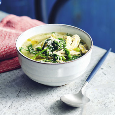 Stracciatella soup with greens