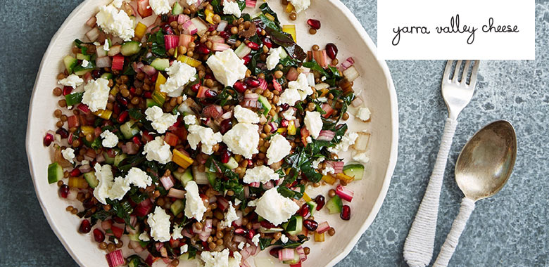 Persian Fetta, Lentil and Pomegranate Salad by Yarra Valley Cheese 